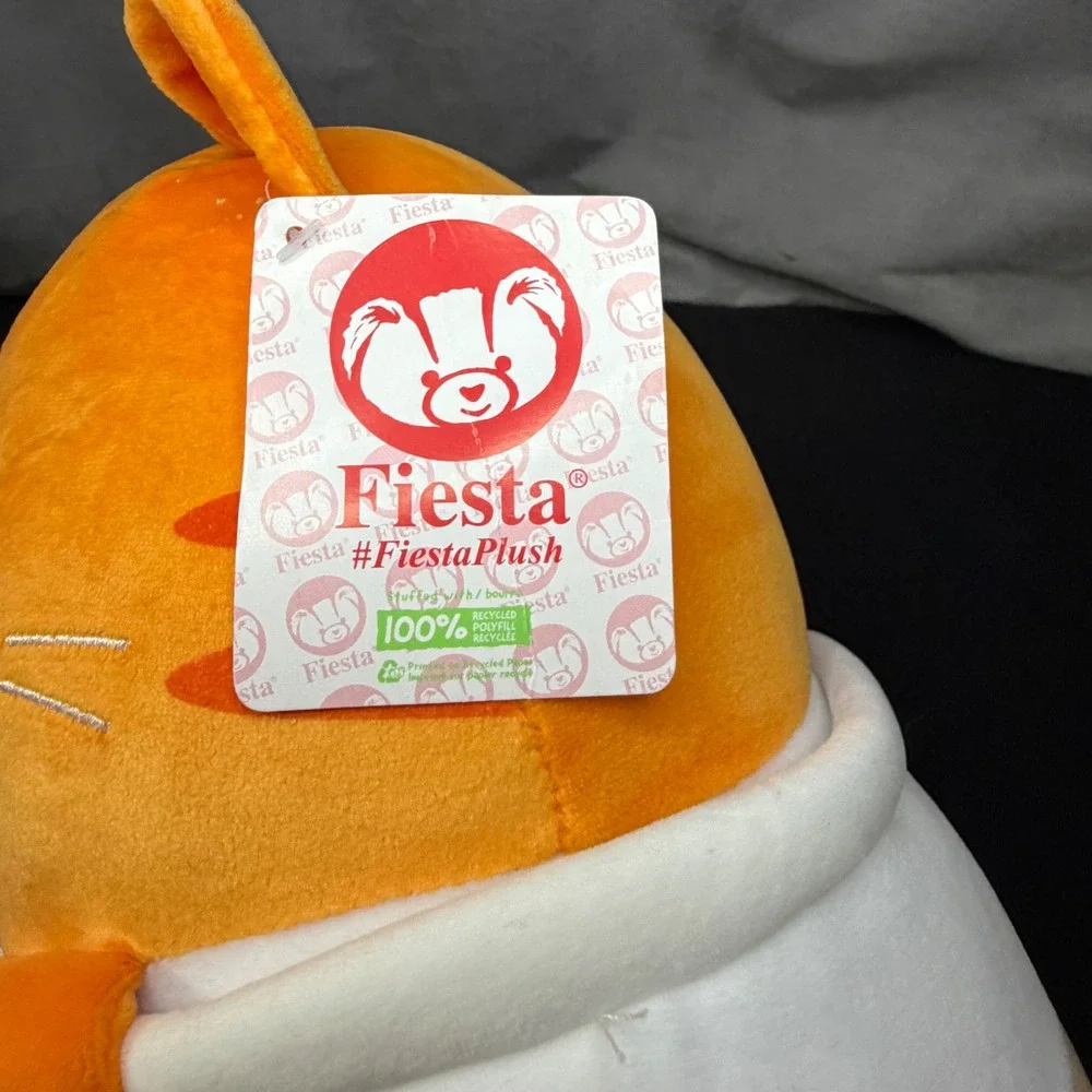 Fiesta Catpawccino Plush Toy ‎ 13 Inch Orange Coffee Cup Cat Squishy C22265